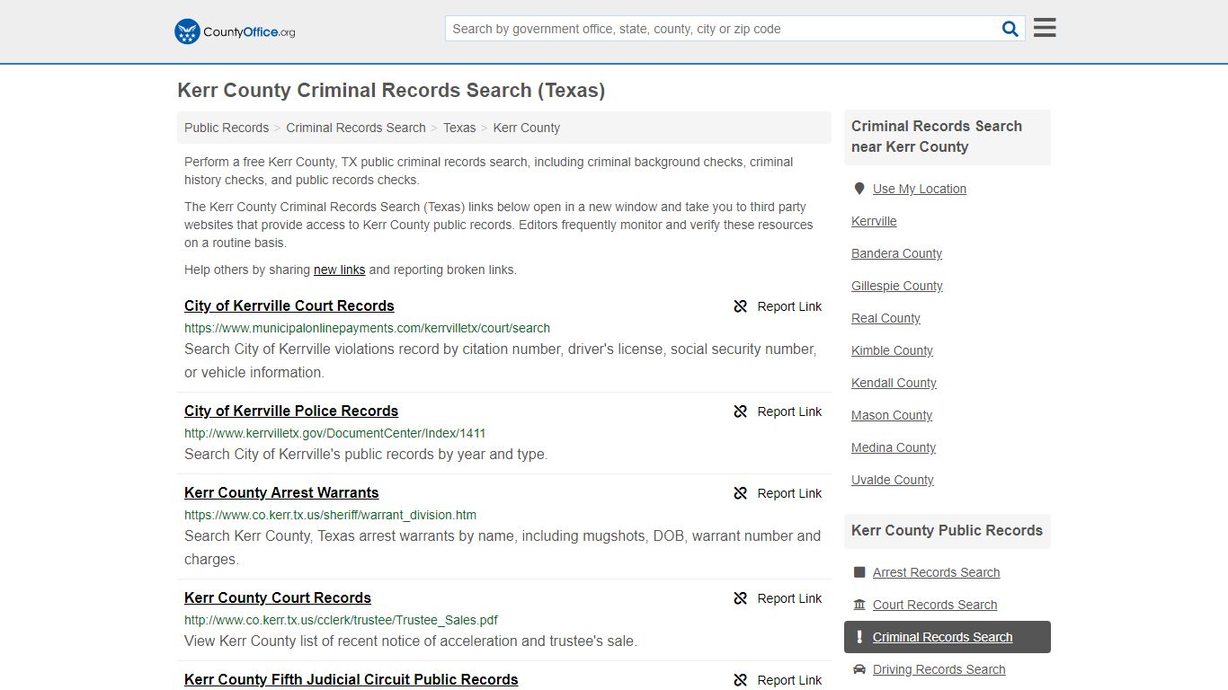 Criminal Records Search - Kerr County, TX (Arrests, Jails ...